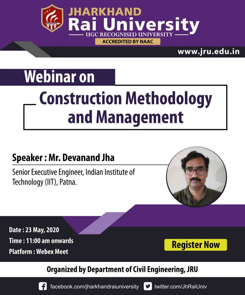 Webinar on: “Construction Methodology and Management”