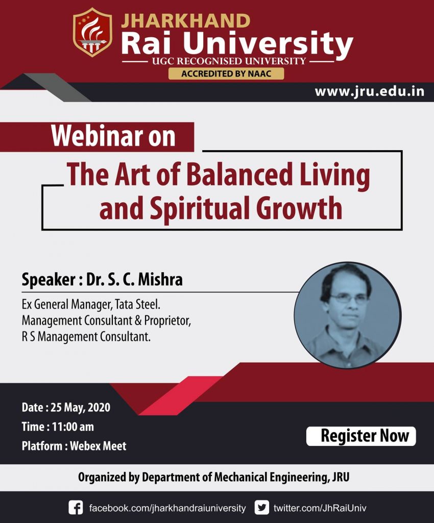 Webinar on: “The Art of Balanced Living and Spiritual Growth”
