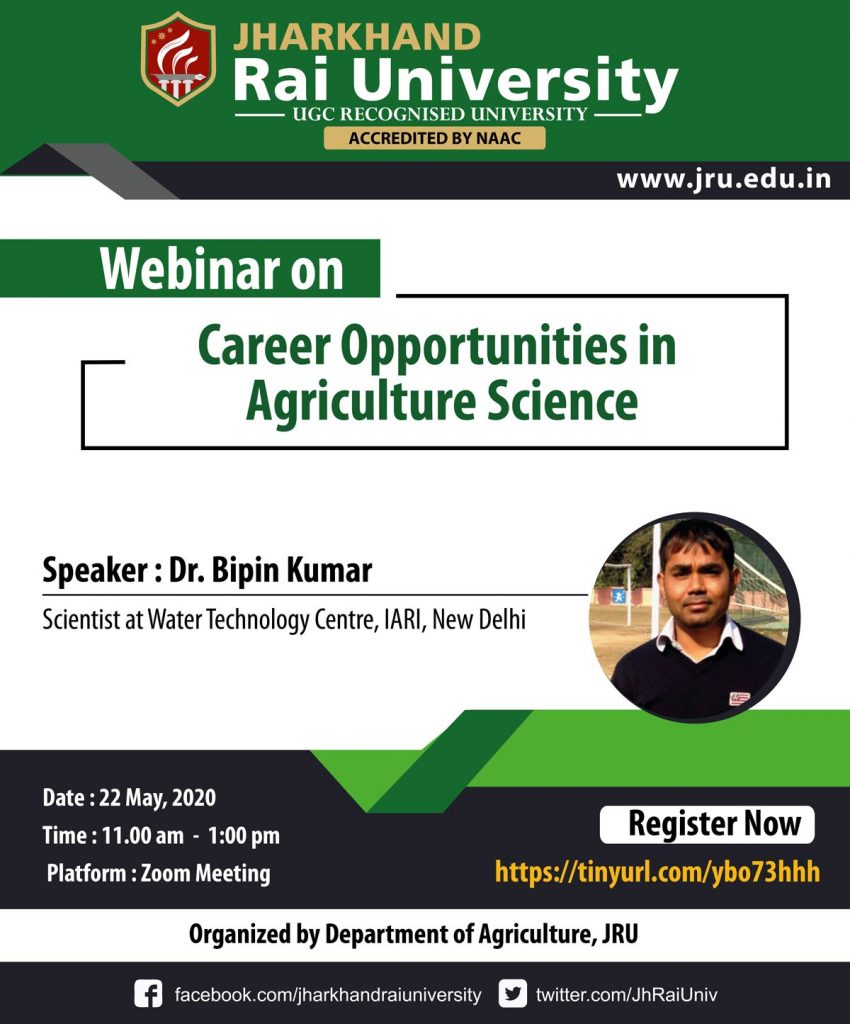 Webinar on: “Career Opportunities in Agriculture Science”