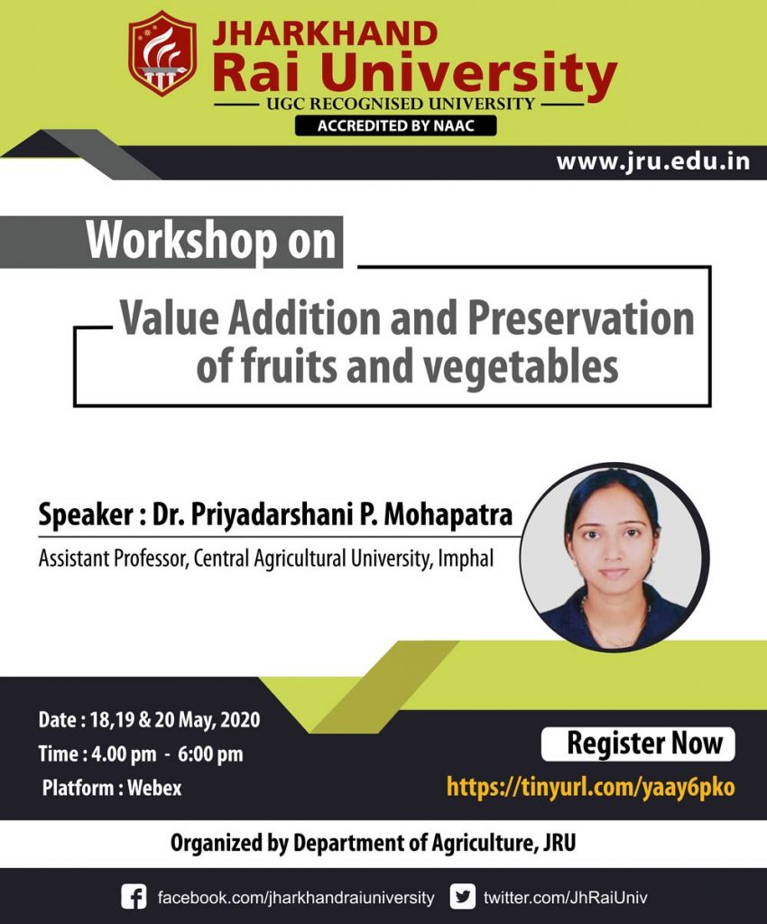 Workshop on : Value Addition and Preservation of Fruits and Vegetables