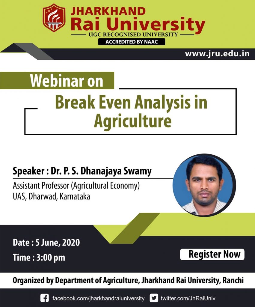 Webinar on: “Break Even Analysis in Agriculture”