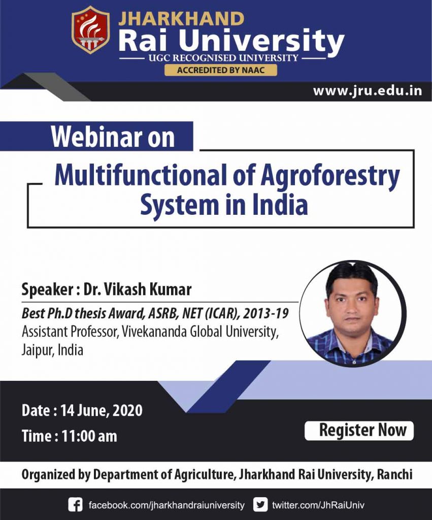 Webinar on: Multifunctional of Agroforestry System in India
