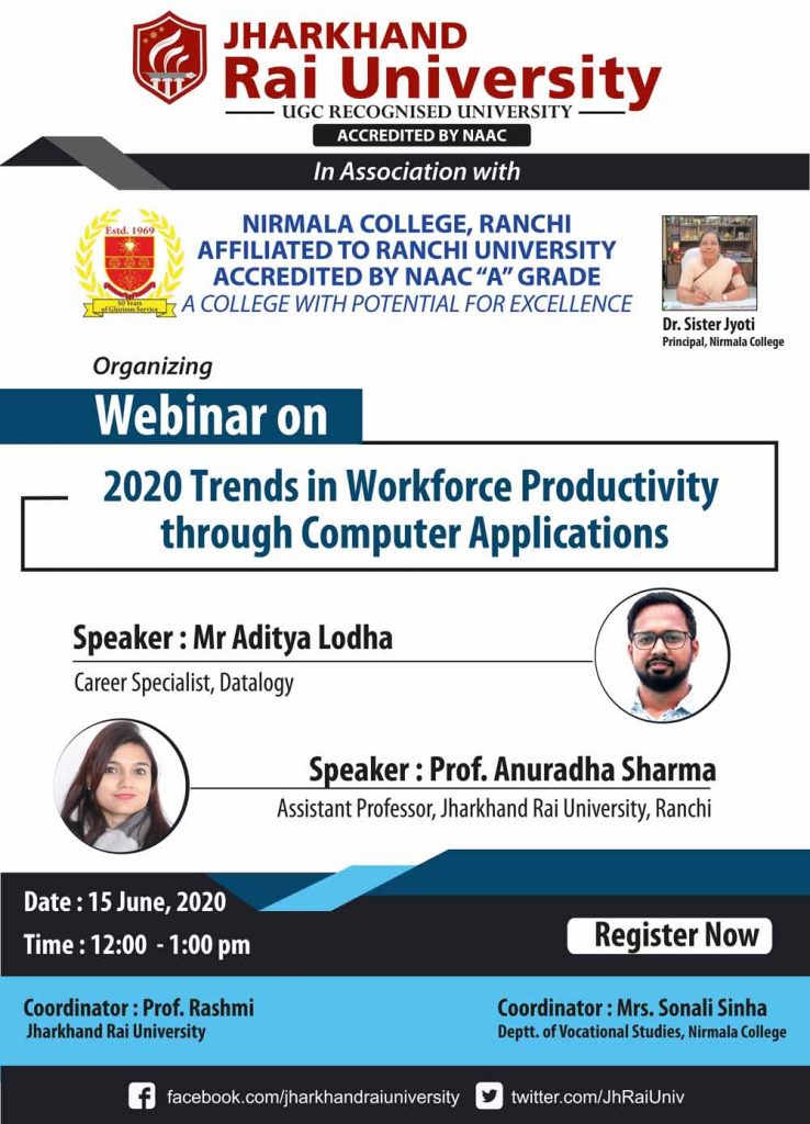 Webinar on: 2020 Trends in Workforce Productivity through Computer Applications