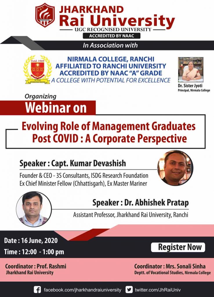 Webinar on:  Evolving Role of Management Graduates Post COVID : A Corporate Perspective
