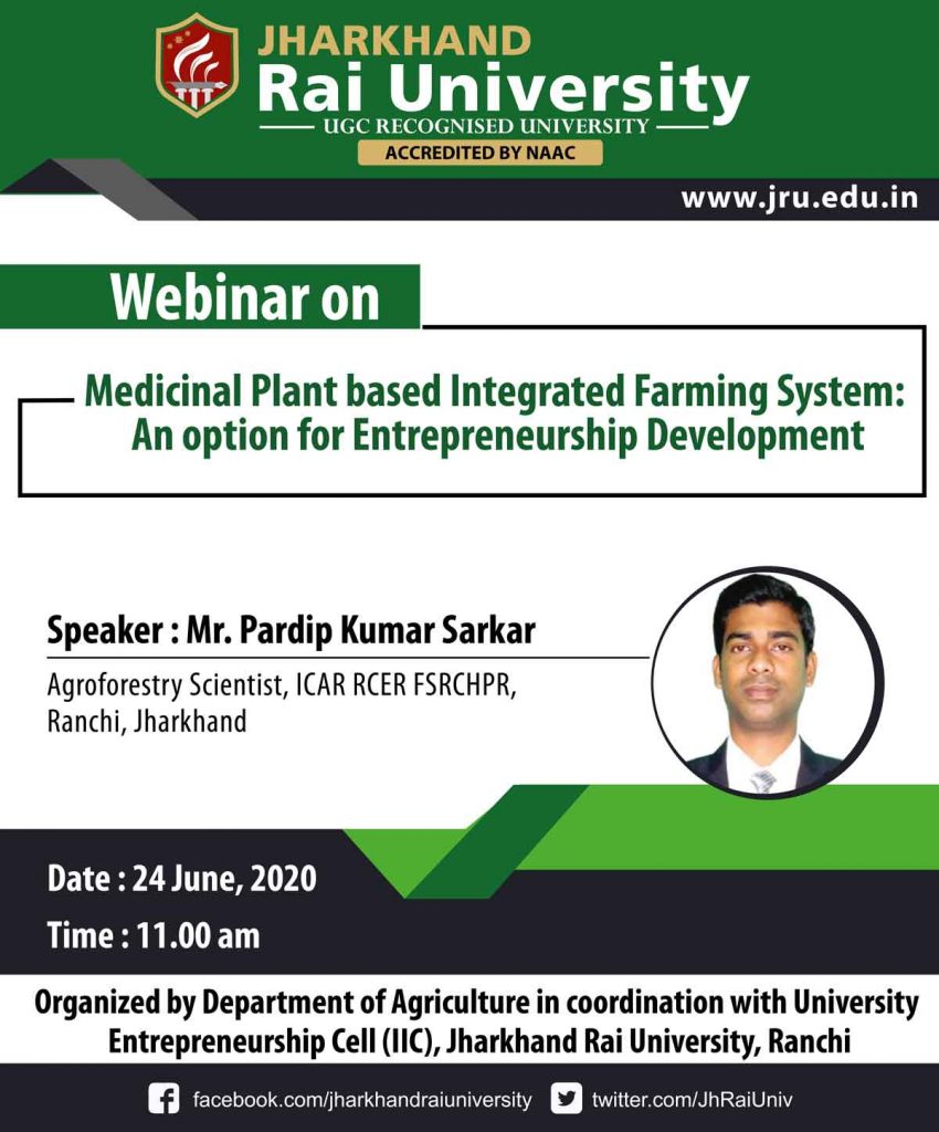 Medicinal Plant Based Integrated Farming System: An Option for Entrepreneurship Development