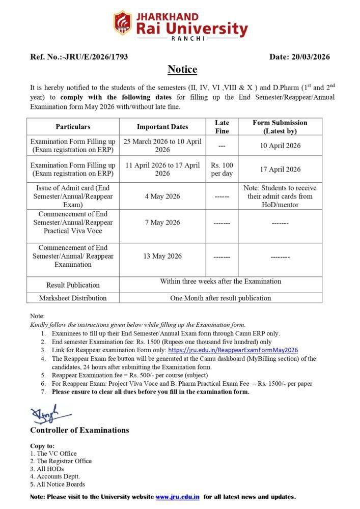 End Sem Reappear Examination Notice May 2026_page-0001