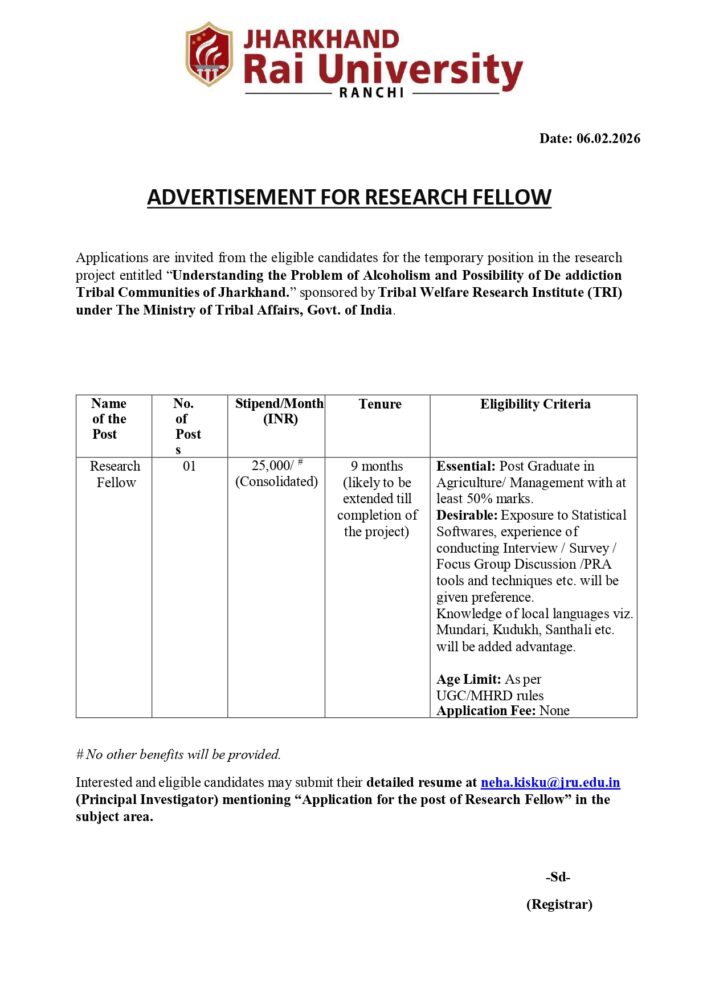 Advertisement for Research Fellow